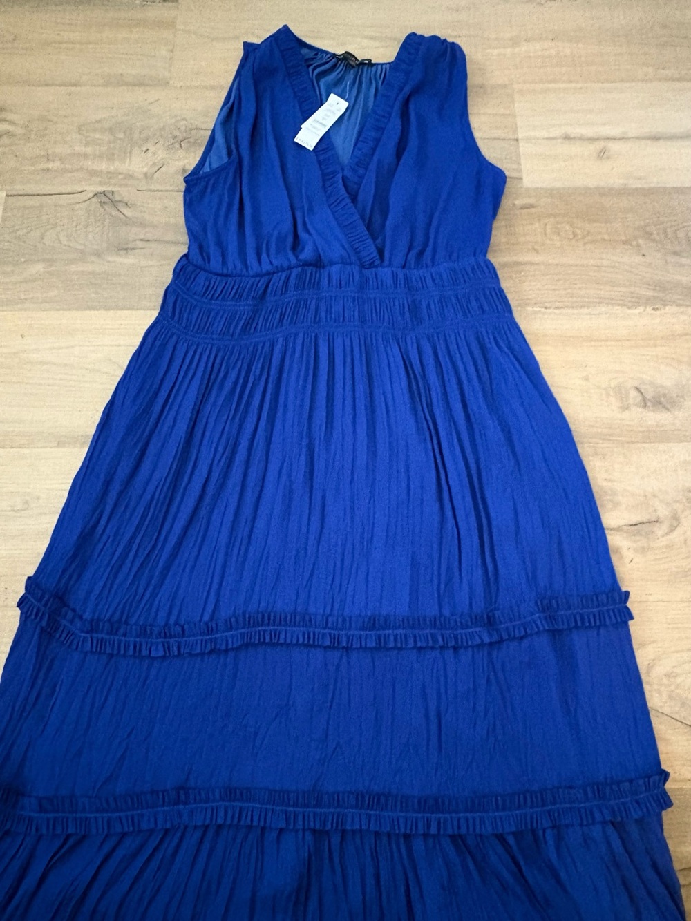 White House Black Market Sleeveless V-Neck Midi Dress in Cobalt Blue